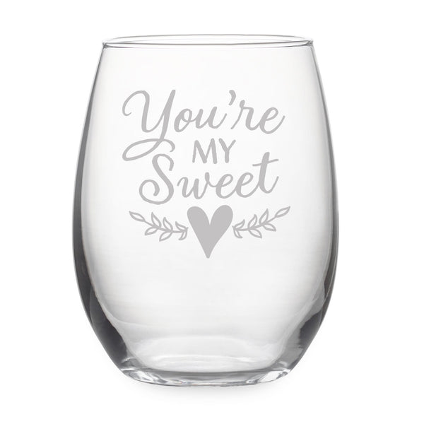 You're My Sweetheart Etched Stemless Wine Glass