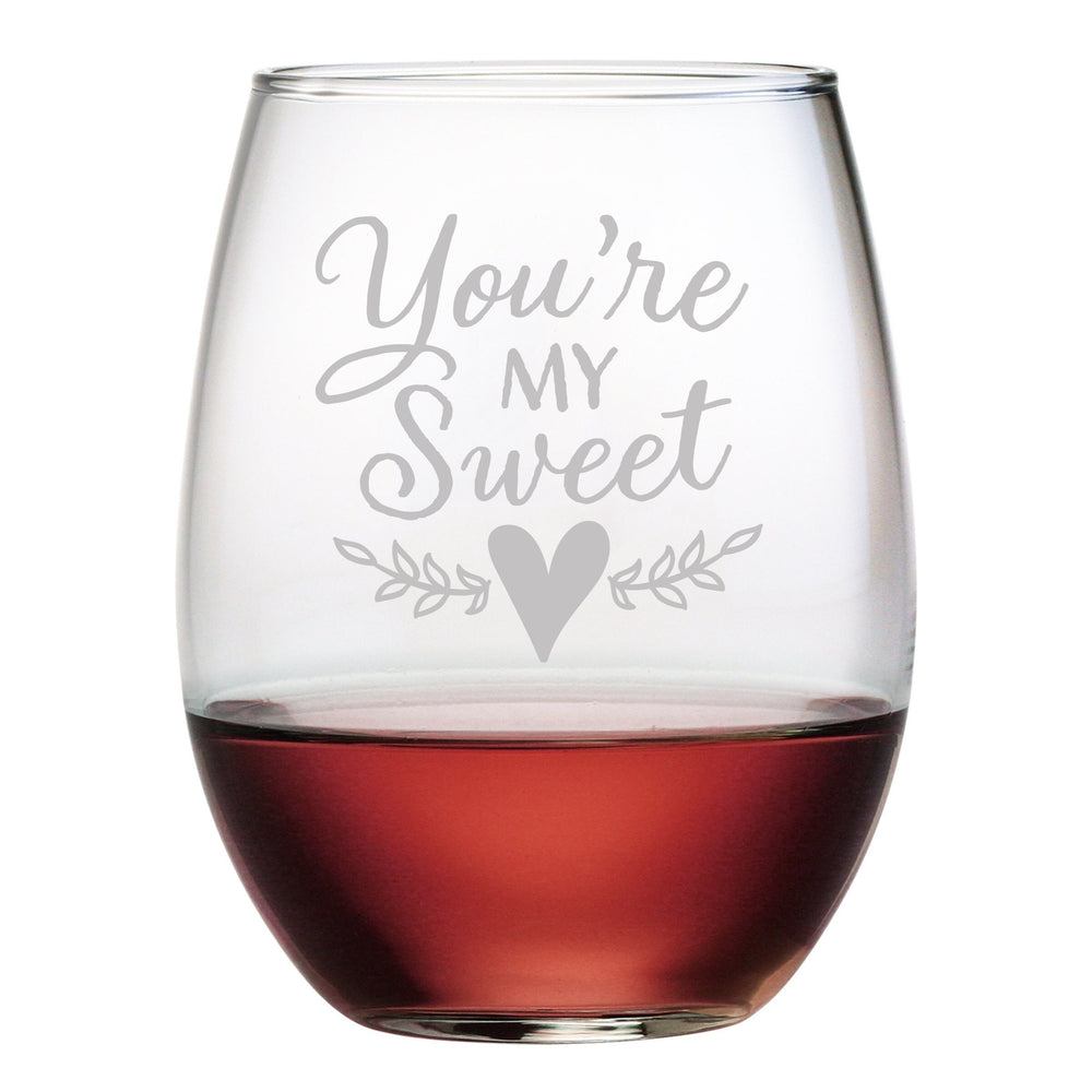 You're My Sweetheart Etched Stemless Wine Glass