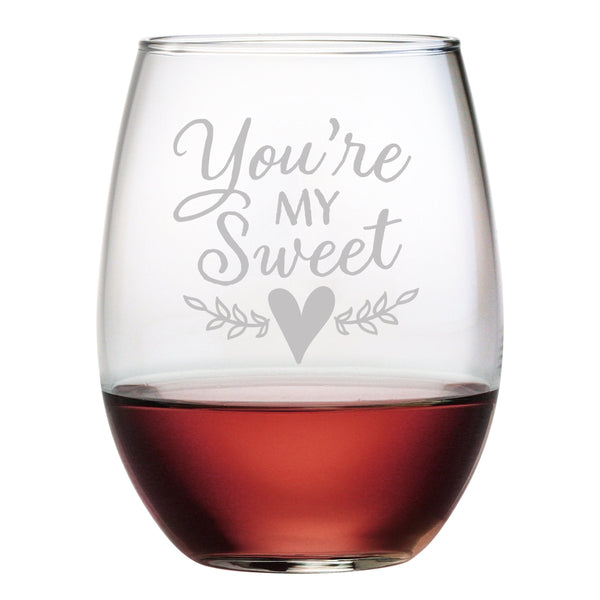 You're My Sweetheart Etched Stemless Wine Glass