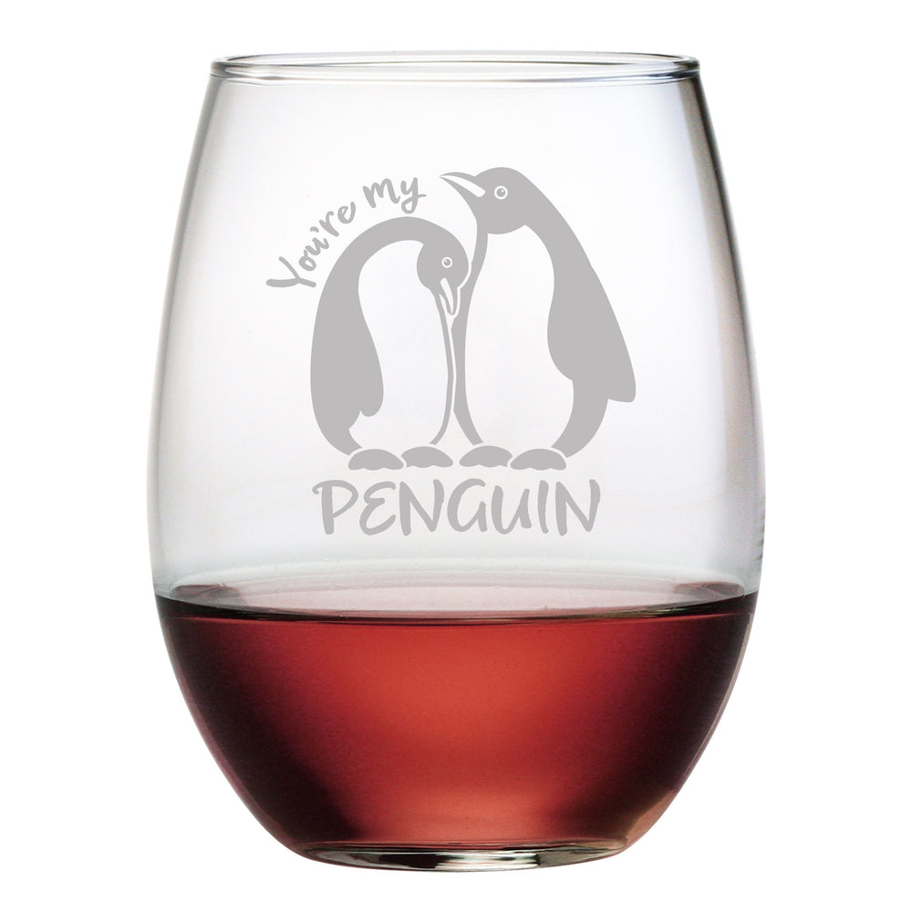 You're My Penguin Etched Stemless Wine Glass