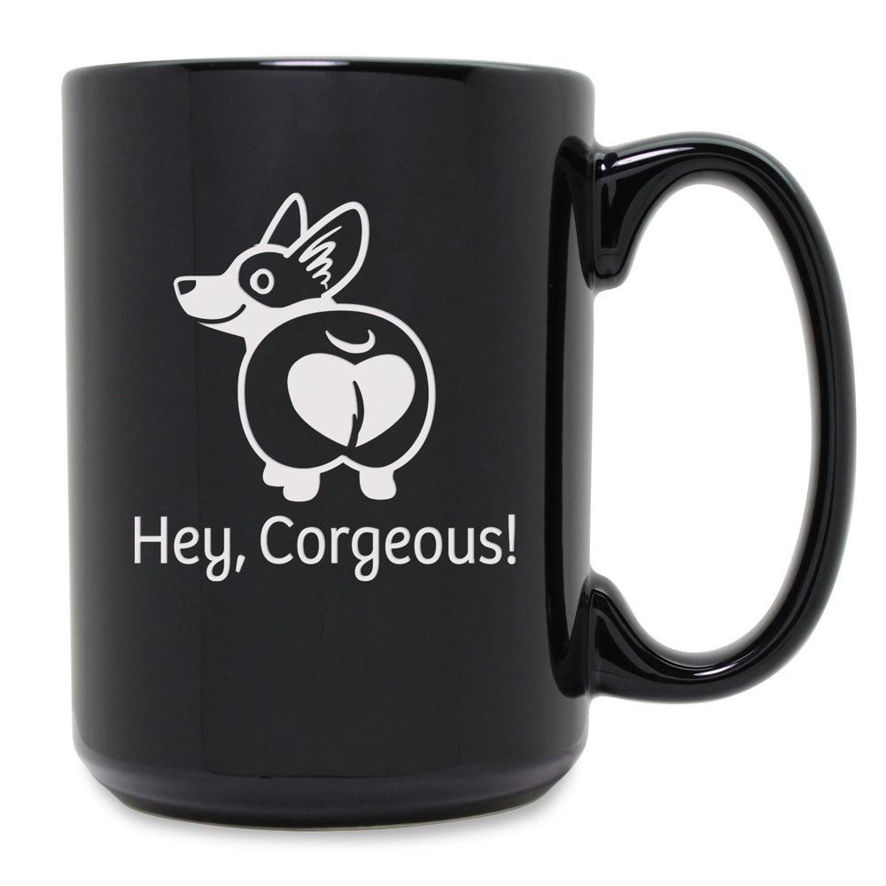 Hey, Corgeous! (Corgi) Etched Ceramic Mug