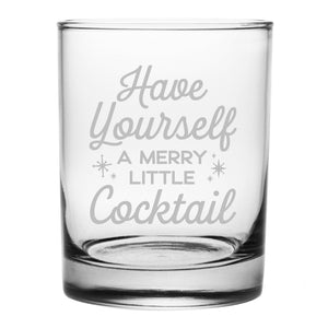 Have Yourself a Merry Little Cocktail Etched Rocks Glass