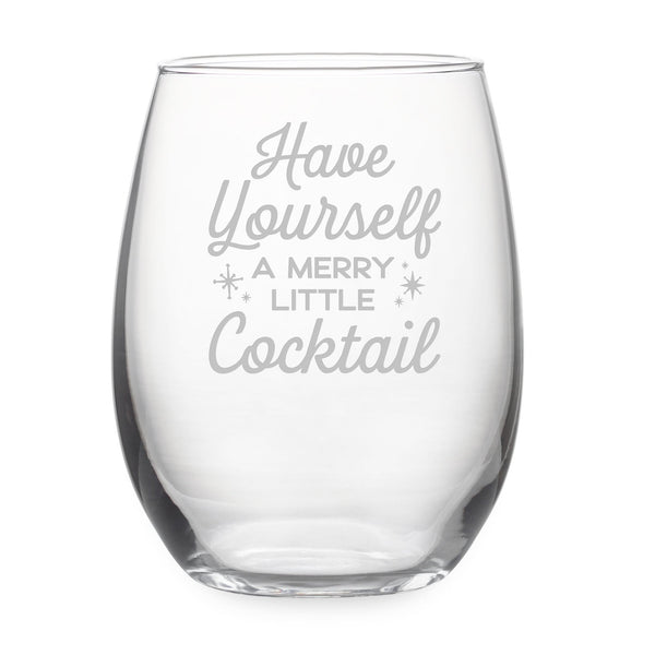 Drunk for Christmas Assorted Etched Stemless Wine Glasses, Set of 4