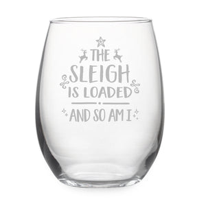 Drunk for Christmas Assorted Etched Stemless Wine Glasses, Set of 4
