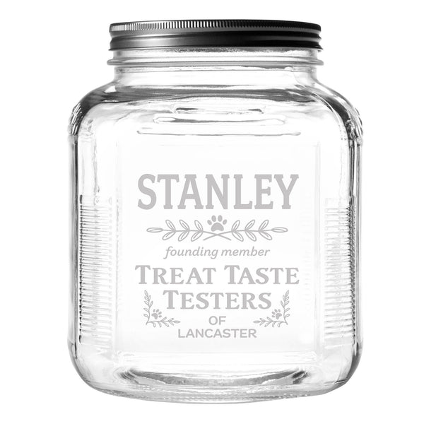 Founding Member Treat Taste Testers Etched Treat Jar with Screw Top Lid