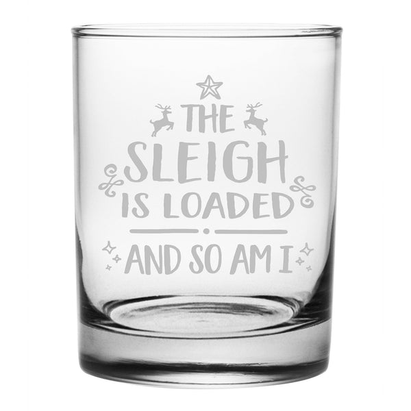 The Sleigh is Loaded and So Am I Rocks Etched Glass