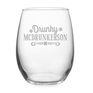 Drunky McDrunkerson Stemless Wine Glass
