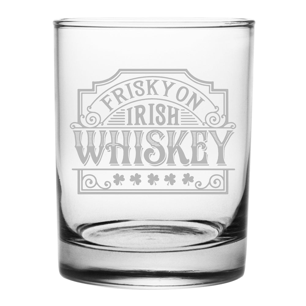 Frisky on Irish Whiskey Etched Rocks Glass