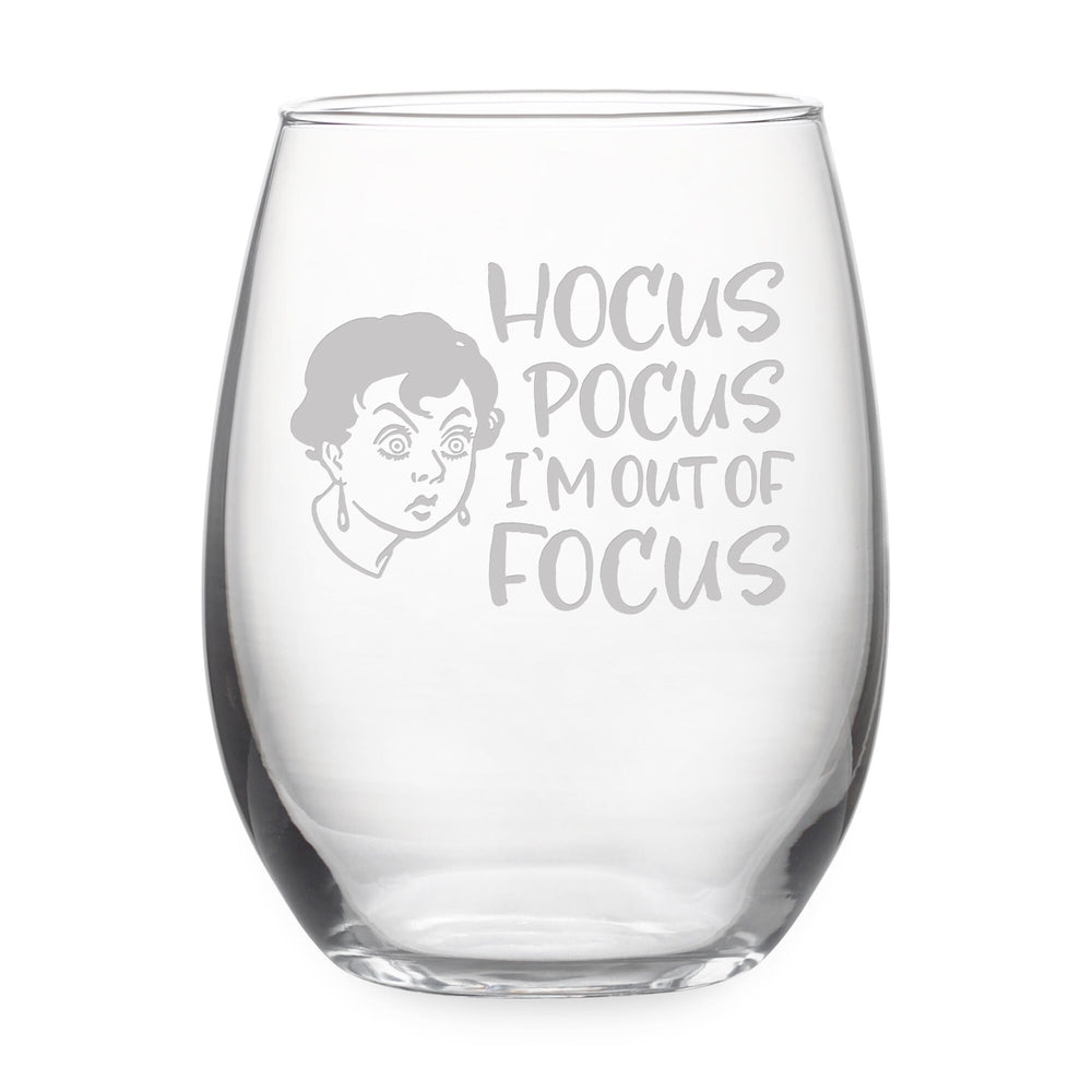 Hocus Pocus I'm Out of Focus Etched Stemless Wine Glass