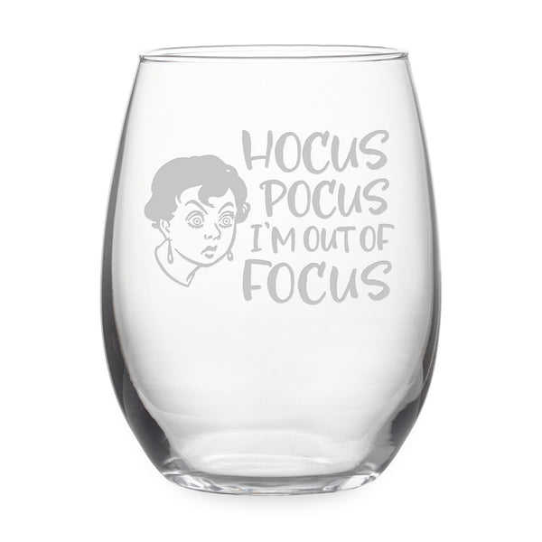 Hocus Pocus I'm Out of Focus Etched Stemless Wine Glass