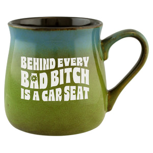 Behind Every Bad Bitch Is a Car Seat Etched Ceramic Mug