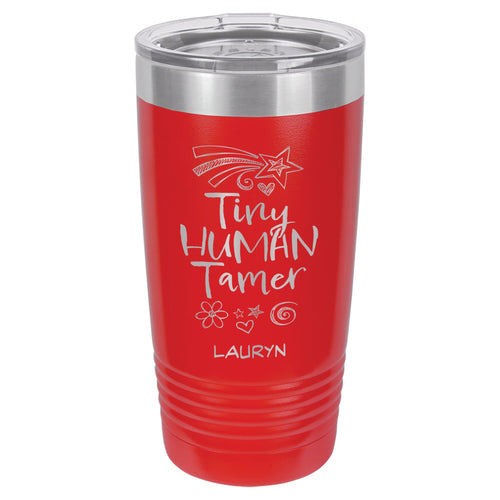 Tiny Human Tamer Etched Insulated Tumbler & Lid