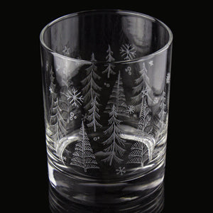 Winter Tree Wrap Etched Rocks Glass