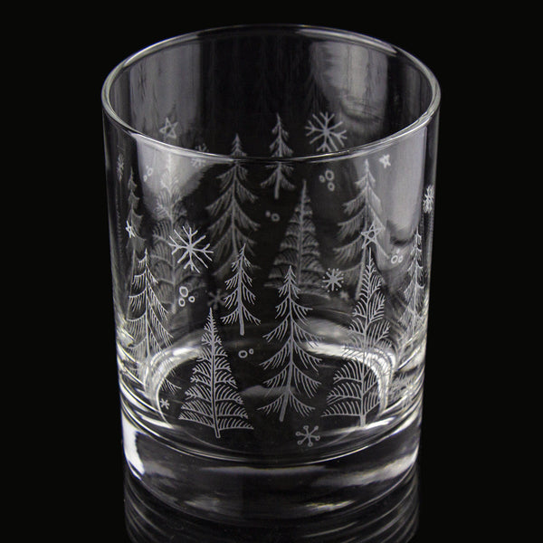 Winter Tree Wrap Etched Rocks Glass