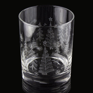 Winter Tree Wrap Etched Rocks Glass