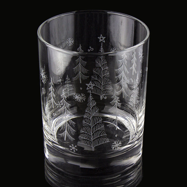 Winter Tree Wrap Etched Rocks Glass