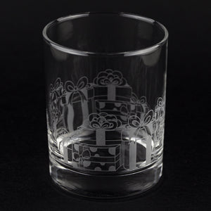 Christmas Presents Wrap Etched Rocks Glass