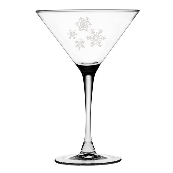 Snowflake Etched Martini Glass