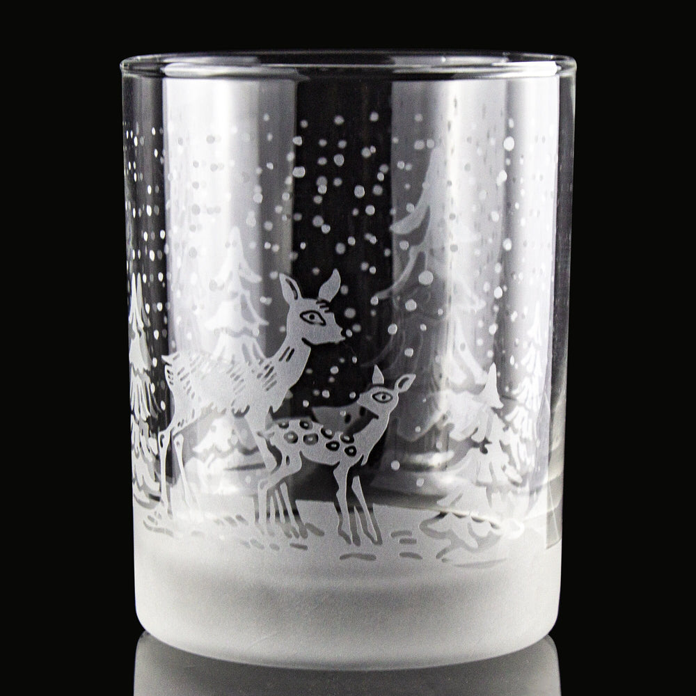 Snow Globe Shaken Not Stirred Etched Rocks Glass
