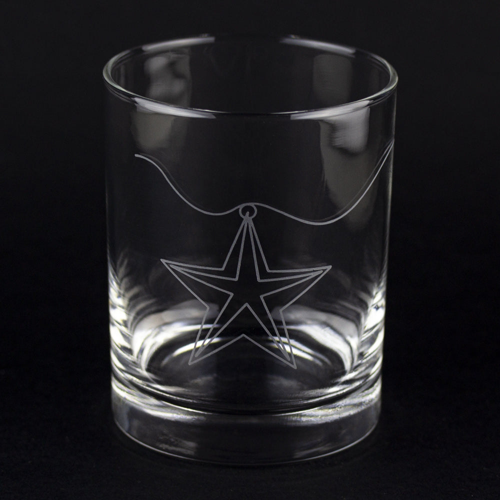 Star Ornament Wrap Etched Rocks Glass