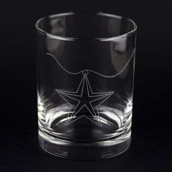 Star Ornament Wrap Etched Rocks Glass