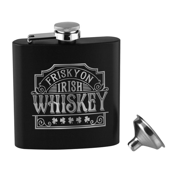 Frisky On Irish Whiskey Matte Black Flask Set