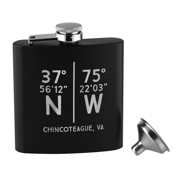 Parallel Lat Long Matte Black Flask Set