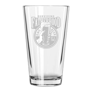 Surviving Fatherhood One Beer at a Time Etched Pint Glass