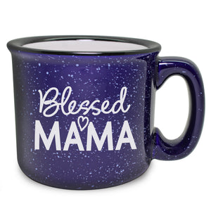 Blessed Mama Etched Ceramic Camp Mug