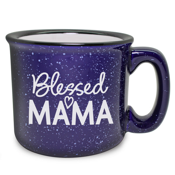 Blessed Mama Etched Ceramic Camp Mug