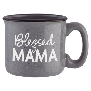 Blessed Mama Etched Ceramic Camp Mug