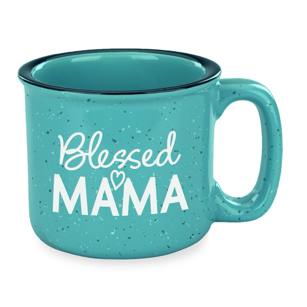 Blessed Mama Etched Ceramic Camp Mug