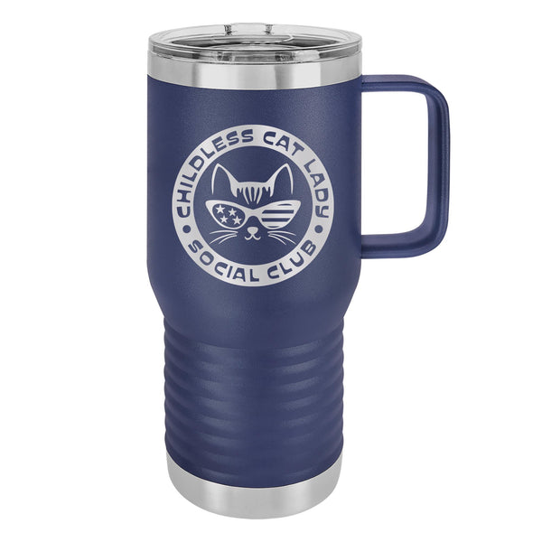 Childless Cat Lady Social Club Etched Insulated Travel Mug