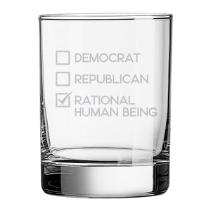 Rational Human Being Etched Rocks Glass