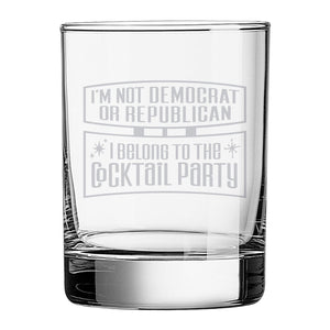Cocktail Party Etched Rocks Glass