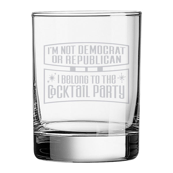 Cocktail Party Etched Rocks Glass