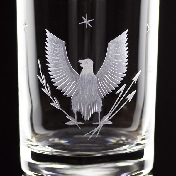 Federal Eagle Hand-Cut Double Rocks Glass
