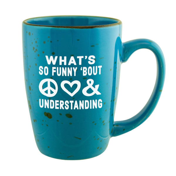 Peace Love & Understanding Etched Ceramic Coffee Mug