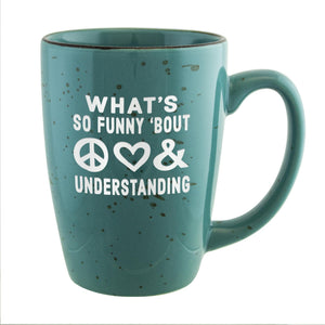 Peace Love & Understanding Etched Ceramic Coffee Mug