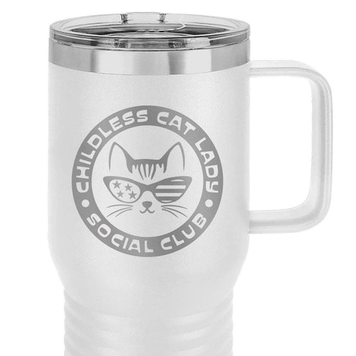 Childless Cat Lady Social Club Etched Insulated Travel Mug