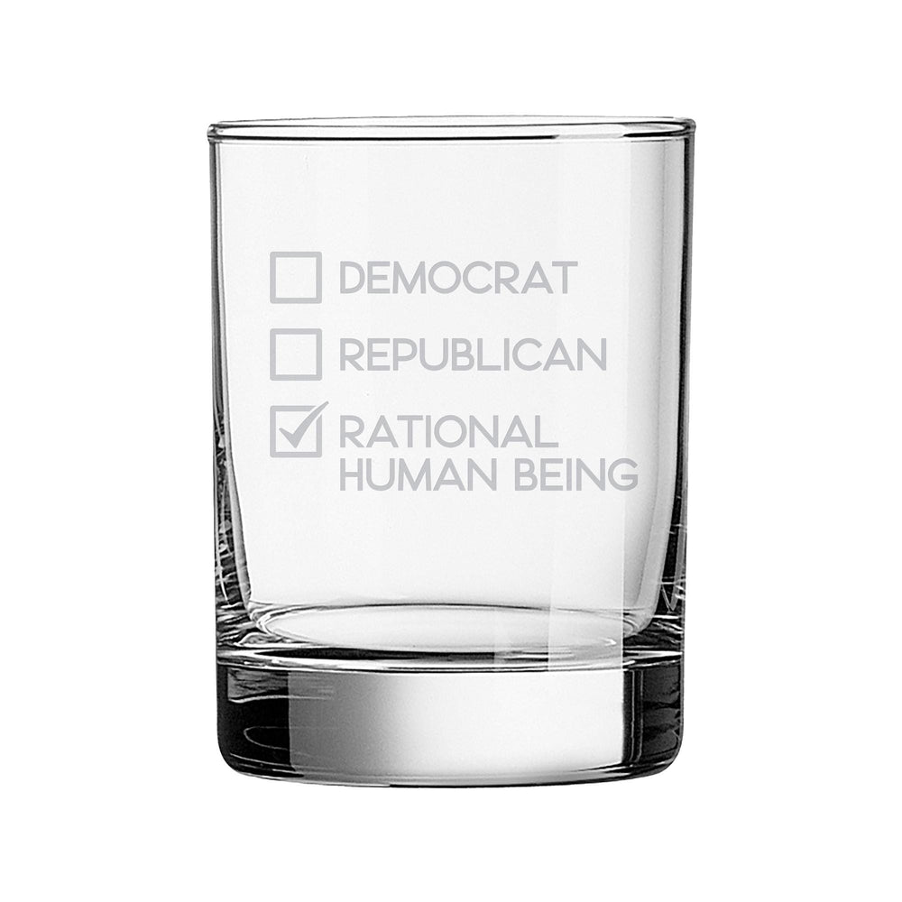 Rational Human Being Etched Rocks Glass