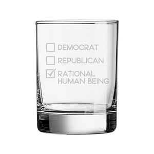 Rational Human Being Etched Rocks Glass
