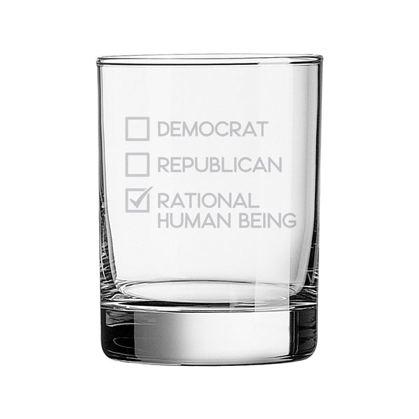 Rational Human Being Etched Rocks Glass