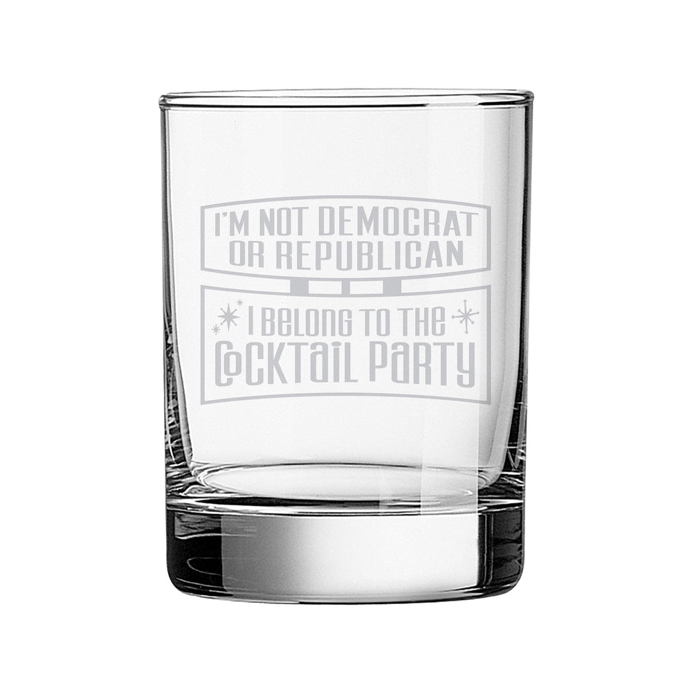 Cocktail Party Etched Rocks Glass