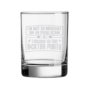 Cocktail Party Etched Rocks Glass
