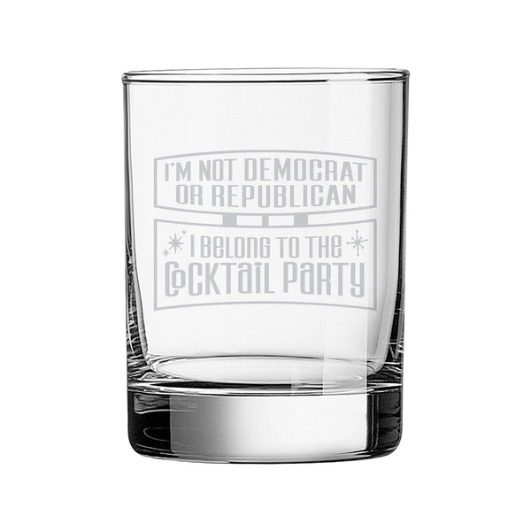 Cocktail Party Etched Rocks Glass