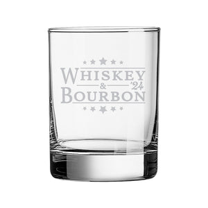 Whiskey & Bourbon Etched Rocks Glass