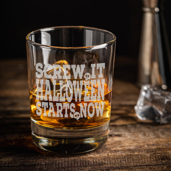 Screw It Halloween Starts Now Etched Rocks Glass