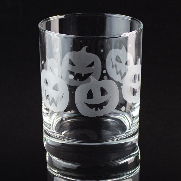 Jack-O-Lantern Wrap Etched Rocks Glass
