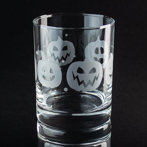 Jack-O-Lantern Wrap Etched Rocks Glass